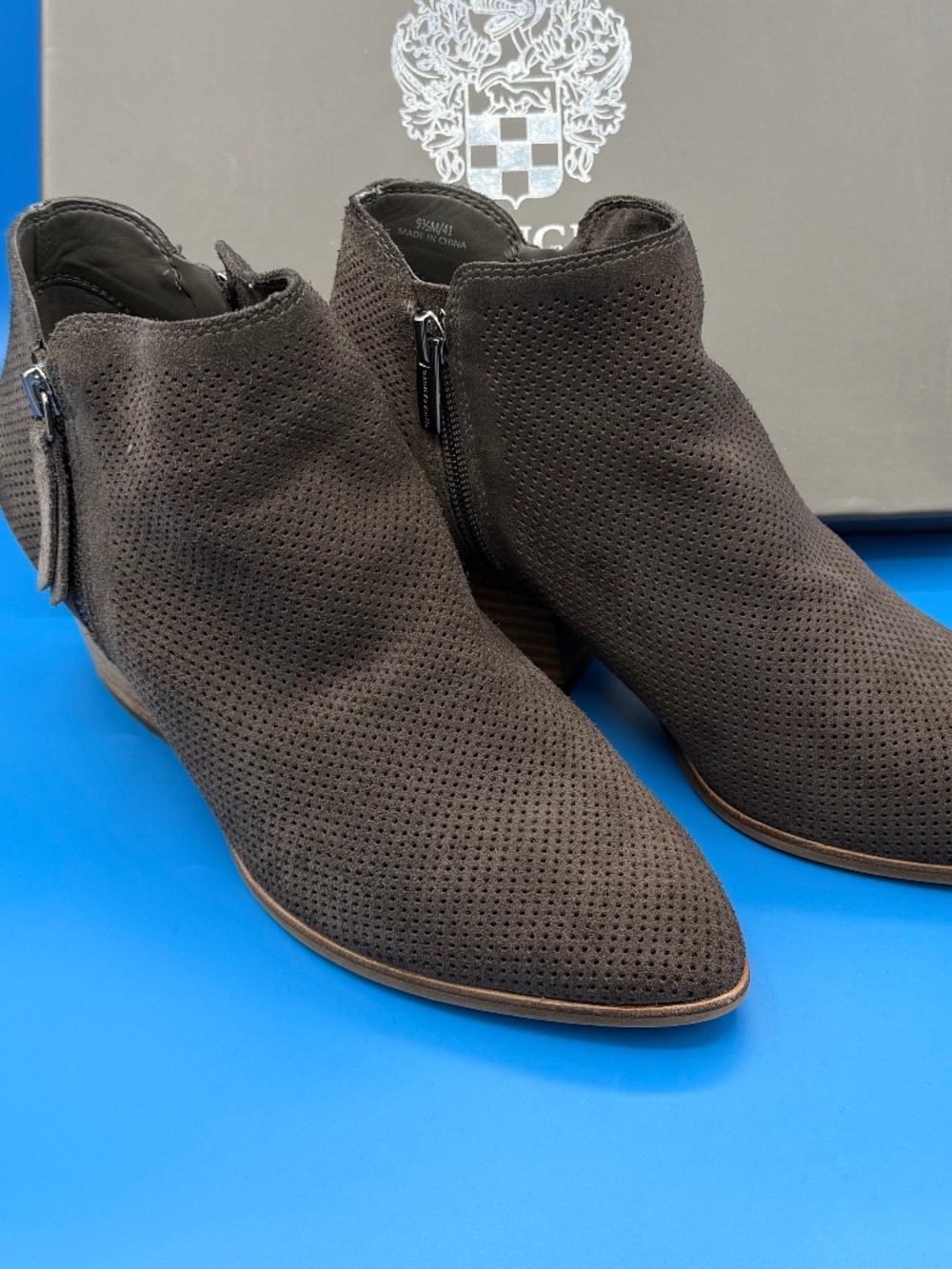Vince Camuto Perforated Suede Ankle Booties